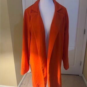 Women's Vibrant Orange Fleece Coat